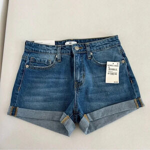 BP Mid Rise Roll Cuff Denim Shorts Authentic Blue Wash Size 26